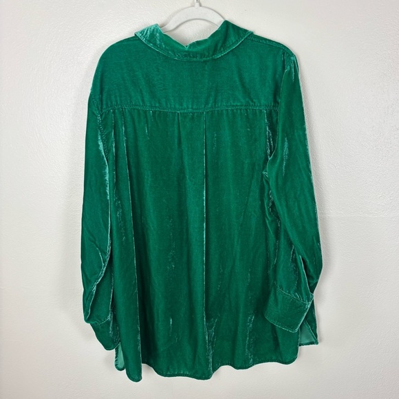 John Mark Crushed Velvet Button Down Top Women’s Size XL Green Boho Long Sleeve - Picture 7 of 7